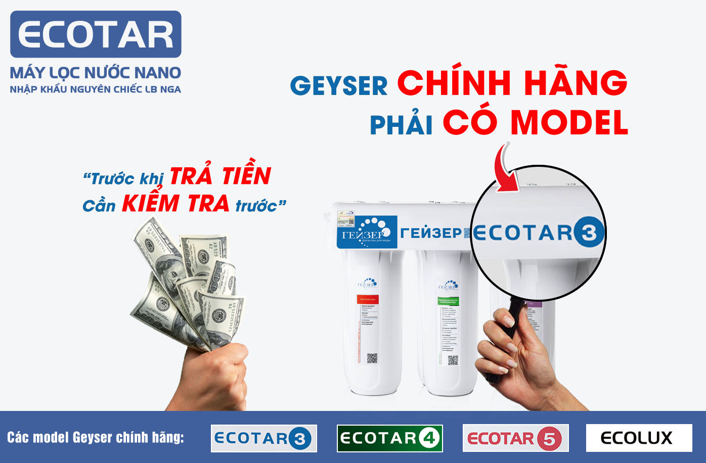 Nhận diện máy lọc nước nano Geyser Ecotar 3 