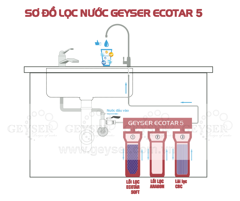 Sơ đồ lọc nước của máy Geyser Ecotar 5