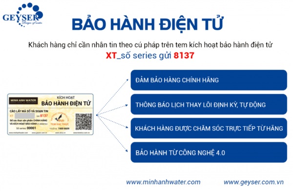 Bảo hành điện tử máy lọc nước Geyser - Geyser Việt Nam
