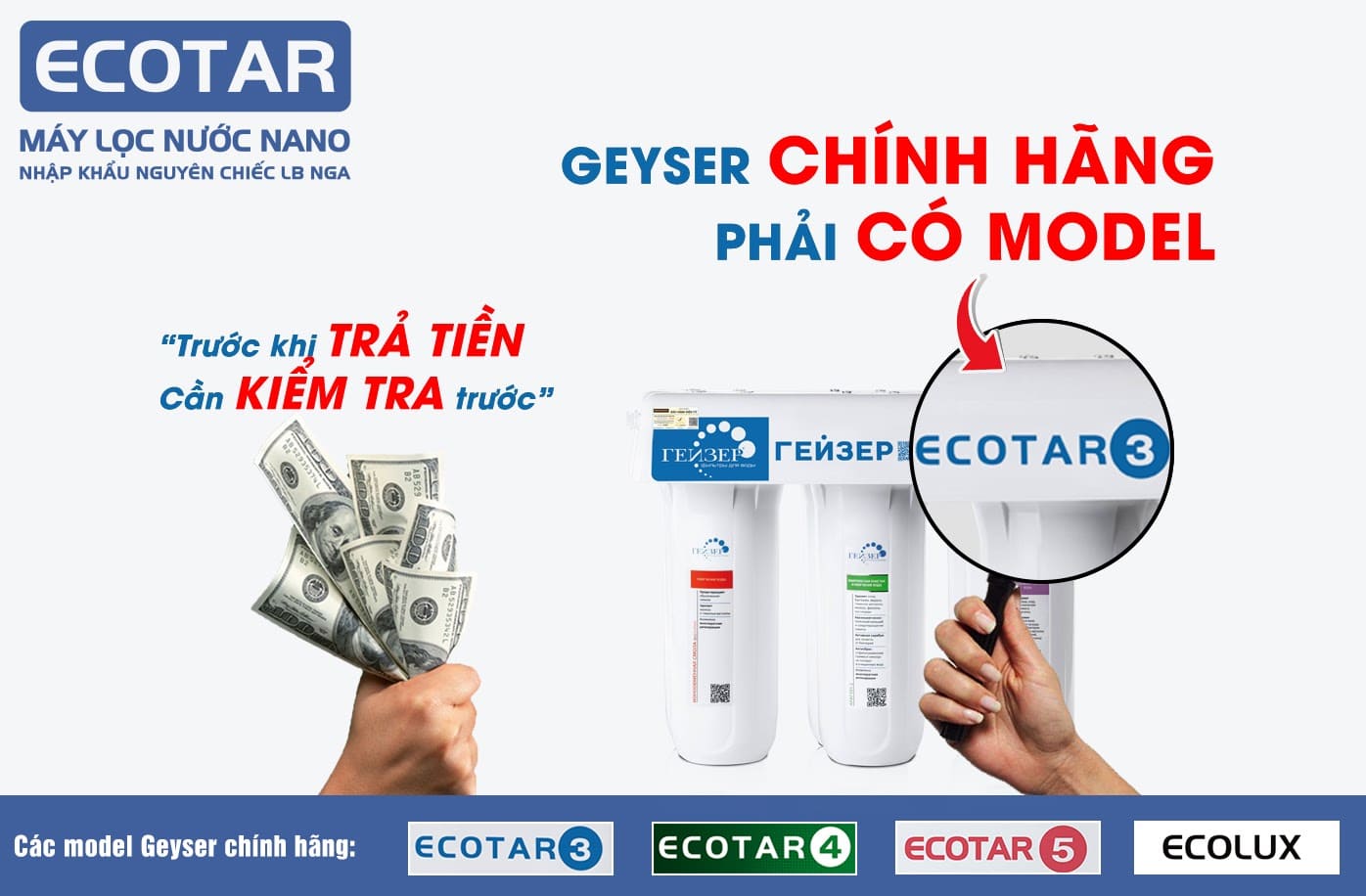 Máy lọc nước nano Geyser Ecotar 3 chính hãng