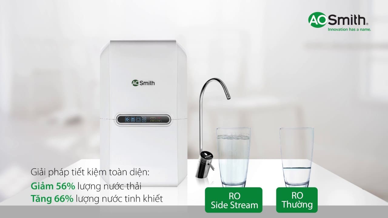 Máy lọc nước AO Smith với màng lọc RO - Side Stream tiên tiến