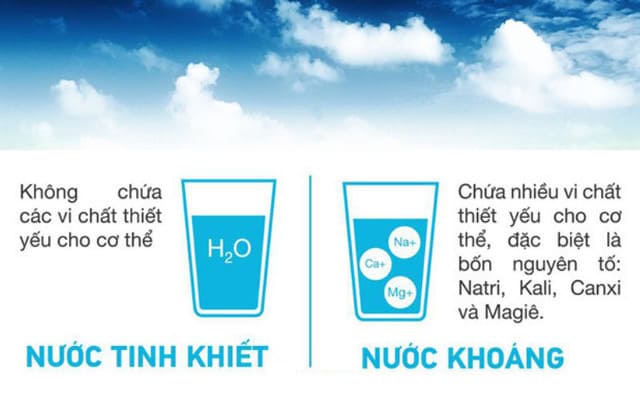 Thành phần của nước tinh khiết và nước khoáng khác nhau