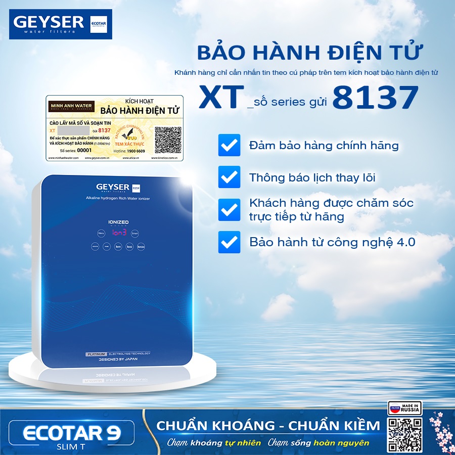 Chính sách bảo hành điện tử tiện lợi của Geyser Ecotar 9 Slim T