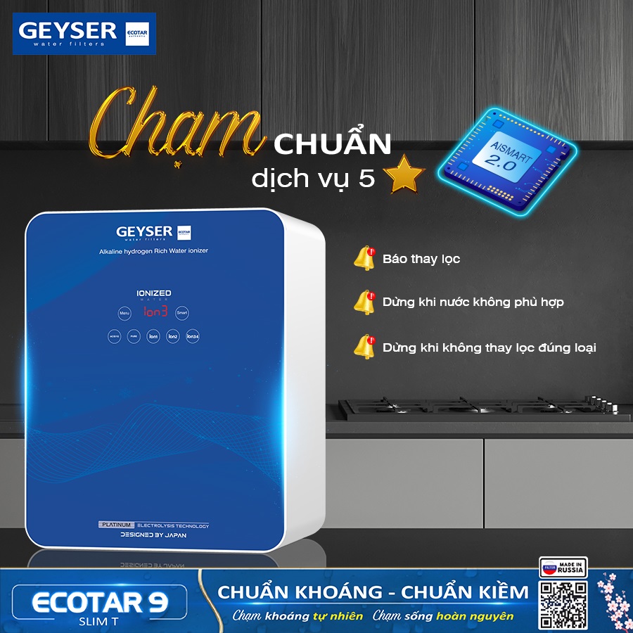 Công nghệ điều khiển Thông Minh, cảnh báo an toàn AISmart 2.0 của Geyser Ecotar 9 Slim T