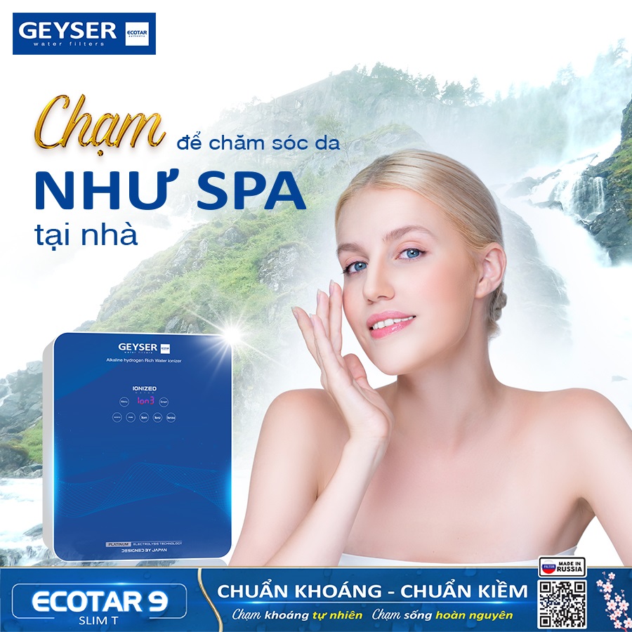 Geyser Ecotar 9 Slim T giúp tạo nước pH chuẩn để chăm sóc da dịu nhẹ tại nhà 