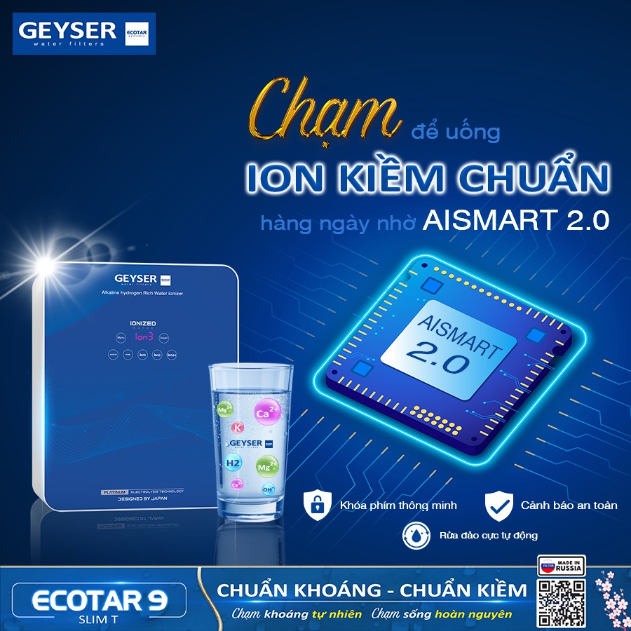 Công nghệ điều khiển Thông Minh, cảnh báo an toàn AISmart 2.0 của Geyser Ecotar 9 Slim T