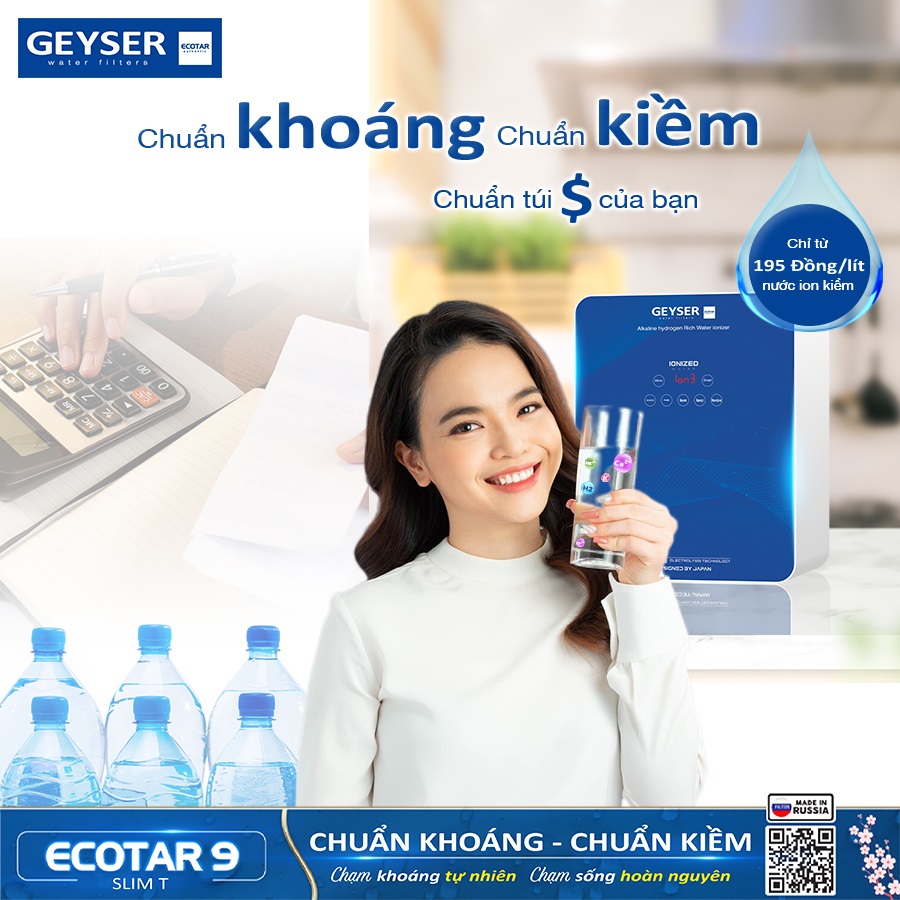 Geyser Ecotar 9 Slim T tạo nước khoáng chuẩn kiềm tiết kiệm chi phí