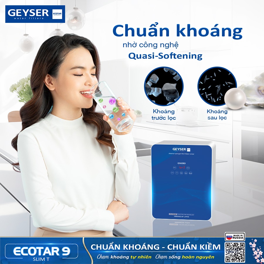 Công nghệ Quasi-Softening của Geyser Ecotar 9 Slim T giúp lọc khoáng dễ hấp thụ cho cơ thể 