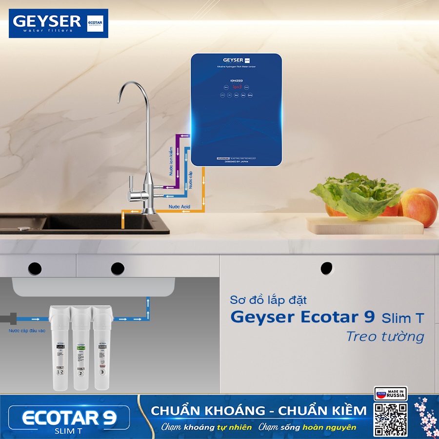 Sơ đồ lắp đặt Geyser Ecotar 9 Slim T treo tường