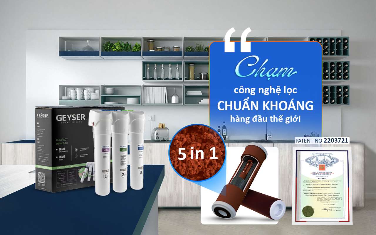 Geyser Ecotar 3 Smart sử dụng công nghệ lọc Aragon 5 in 1