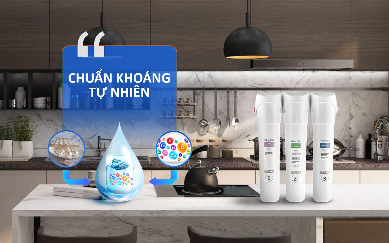 Geyser Ecotar 3 Smart cho nước đầu ra chuẩn khoáng tự nhiên