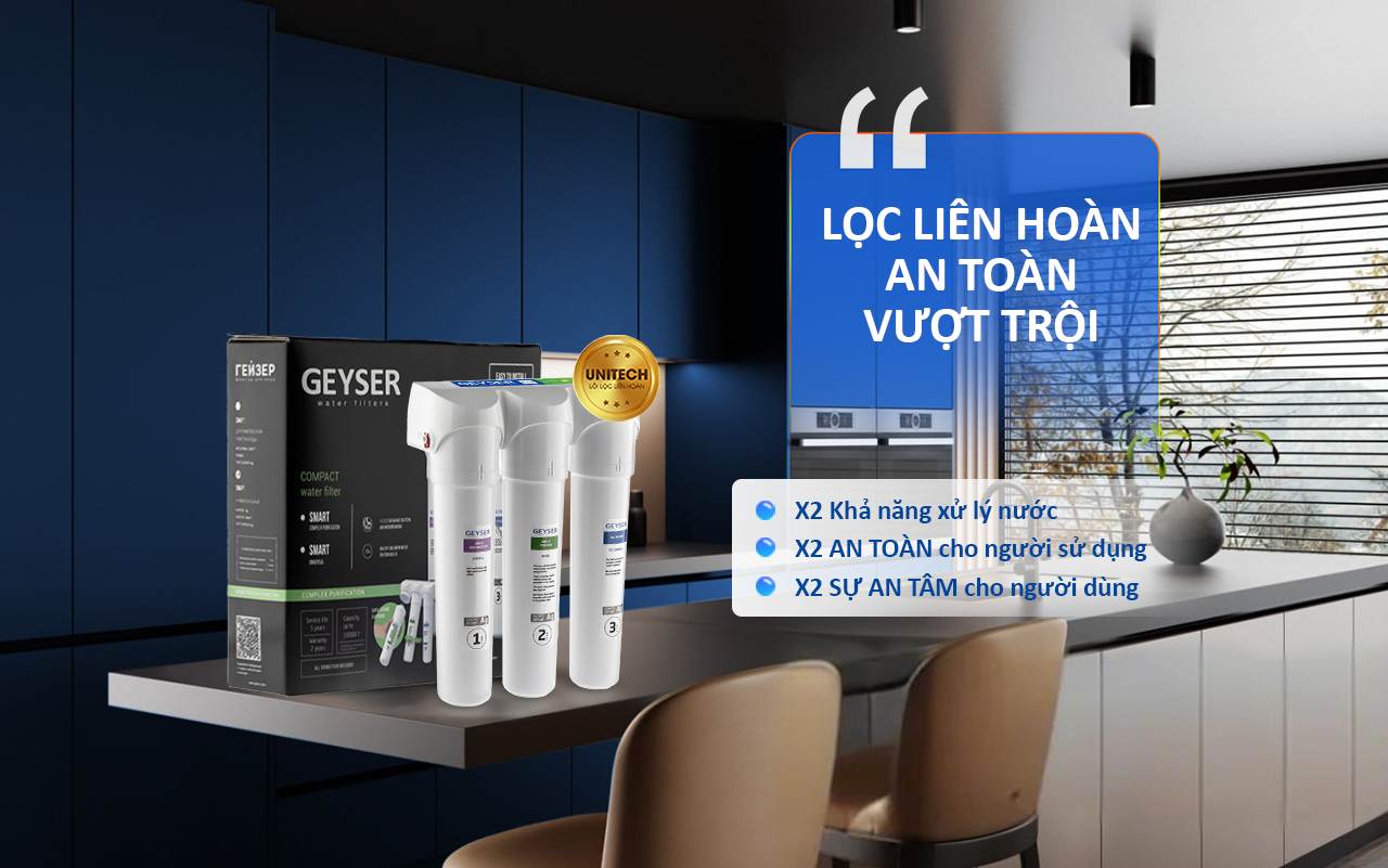 Công nghệ Unitech lọc liên hoàn, x2 khả năng xử lý nước