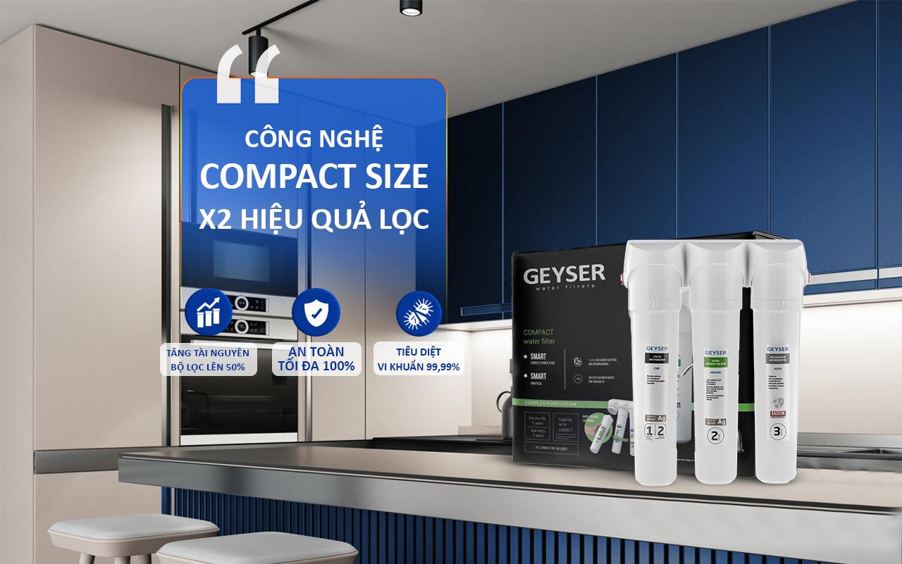 Công nghệ compact size giúp nâng cao hiệu suất lọc của máy